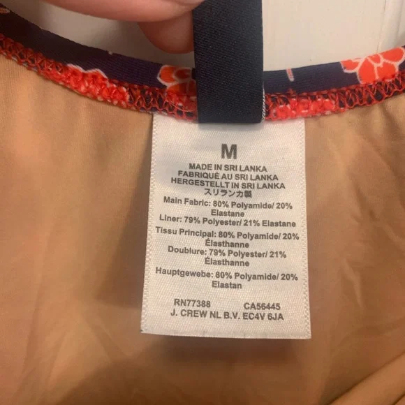 J.Crew Women’s One Piece Swimsuit Red Navy Floral Tie Front Medium M Beach - Picture 5 of 6